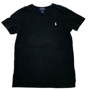 Boys Polo Ralph‎ Lauren Black Short Sleeved T Shirt White Logo Size 7